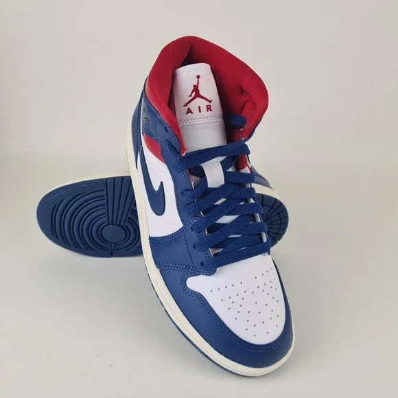 Nike Air Jordan 1 Mid Blue Red Women's Basketball Sneakers - Picture 11 of 12